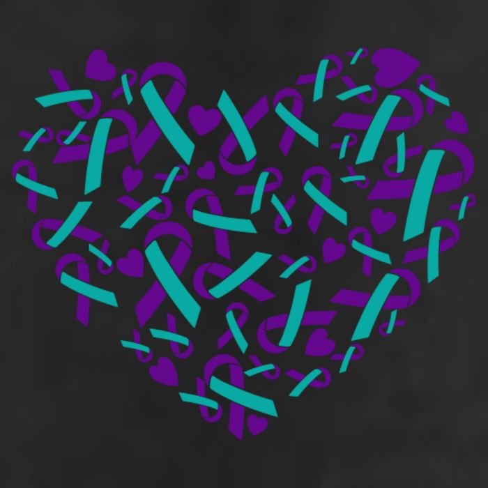 Heart Teal And Purple Ribbon Suicide Prevention Awareness Cool Comfort Performance Bucket Hat