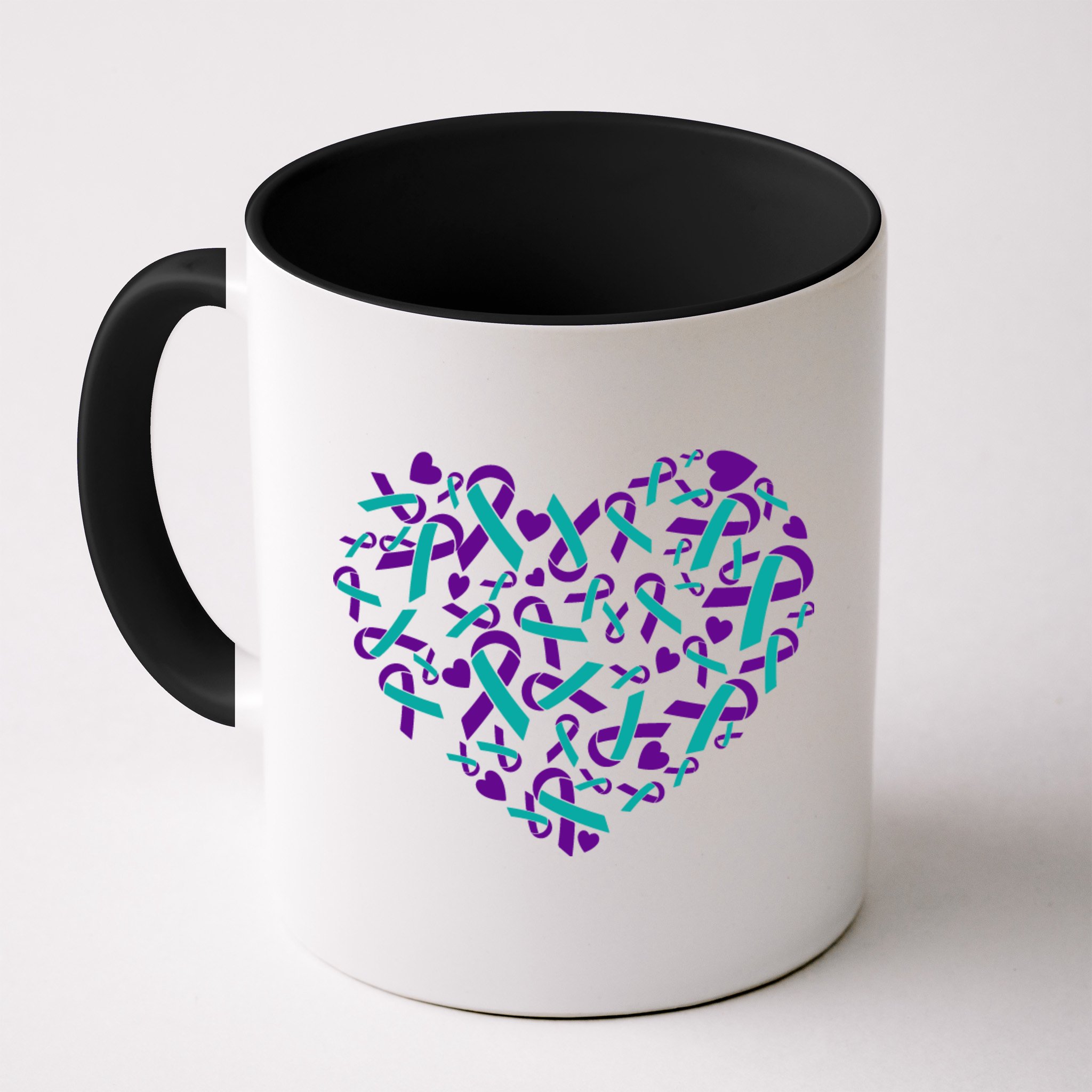 Heart Teal And Purple Ribbon Suicide Prevention Awareness Mug