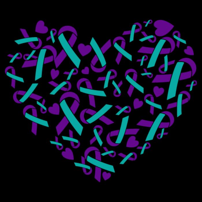 Heart Teal And Purple Ribbon Suicide Prevention Awareness 16 in Basic Backpack