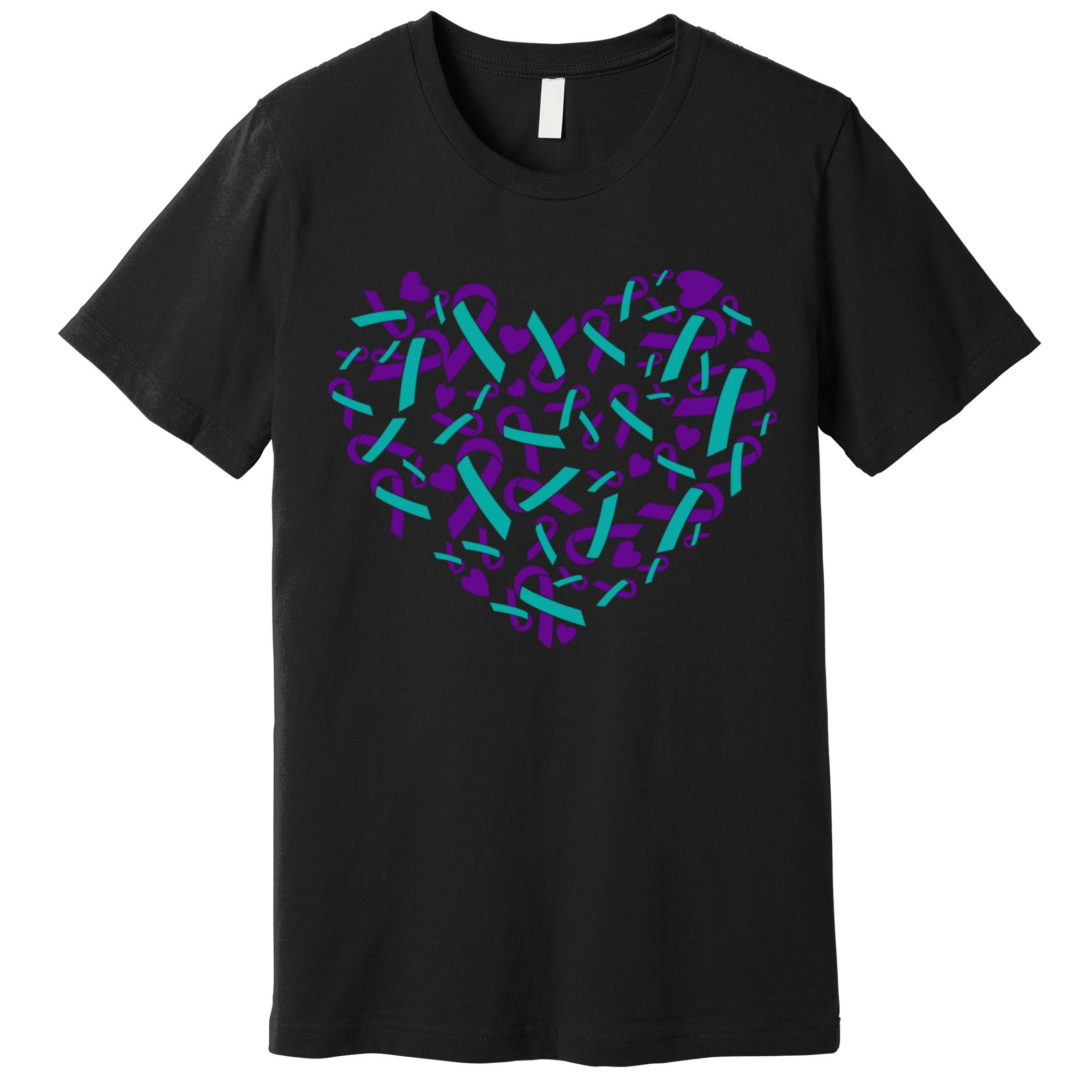 Heart Teal And Purple Ribbon Suicide Prevention Awareness Premium T-Shirt