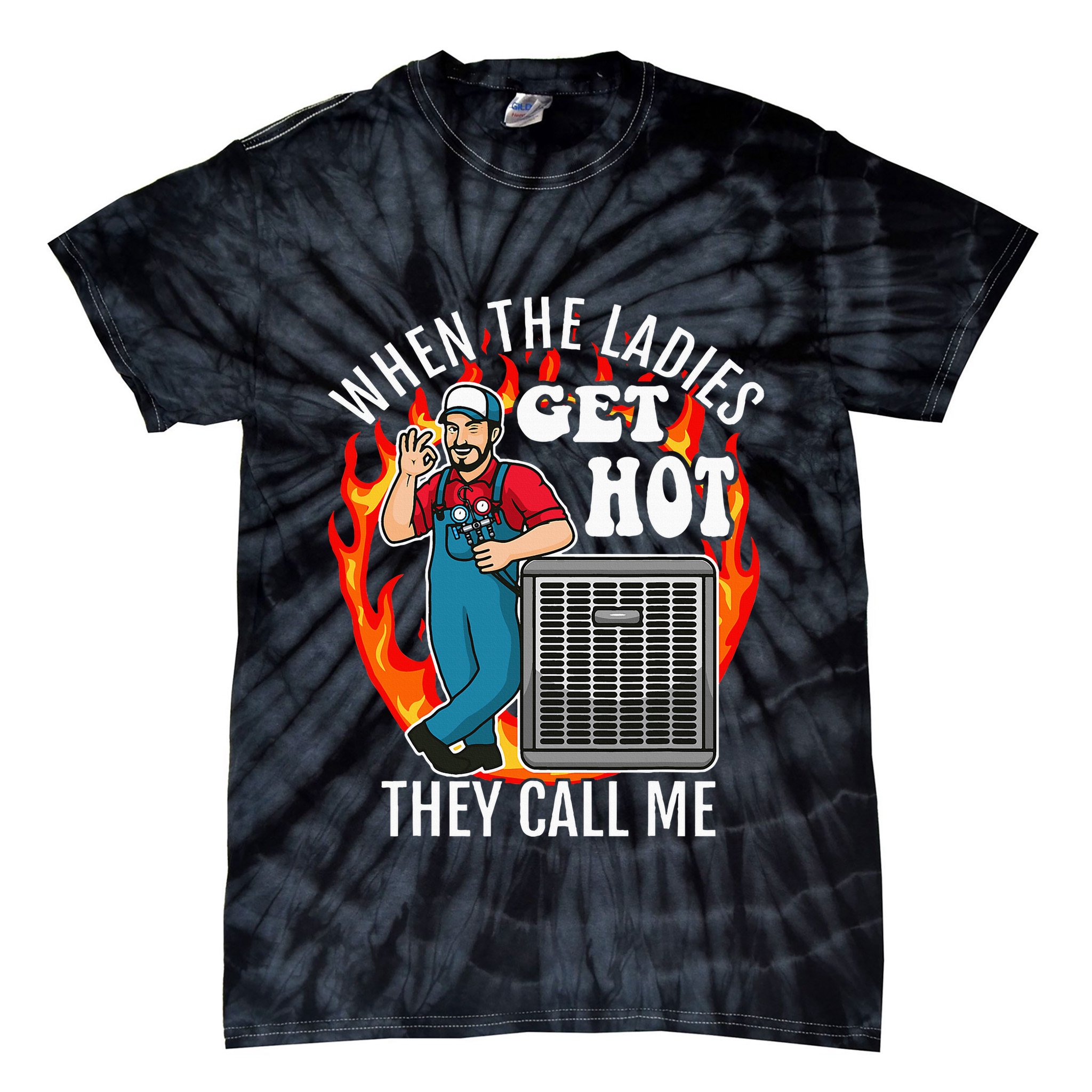 Hvac Technician Air Conditioning Engineer Tech Tie-Dye T-Shirt