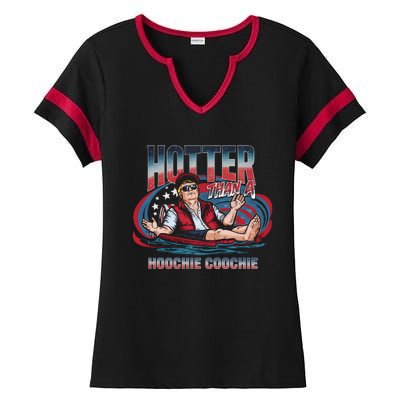 Hotter Than A Hoochie Coochie Funny Trump Perfect Gift Ladies Halftime Notch Neck Tee