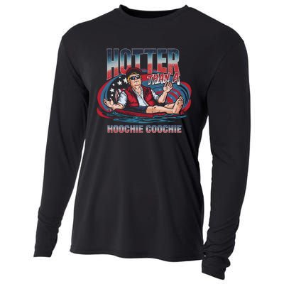 Hotter Than A Hoochie Coochie Funny Trump Perfect Gift Cooling Performance Long Sleeve Crew