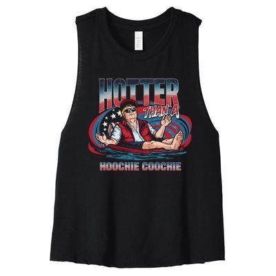 Hotter Than A Hoochie Coochie Funny Trump Perfect Gift Women's Racerback Cropped Tank