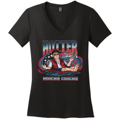 Hotter Than A Hoochie Coochie Funny Trump Perfect Gift Women's V-Neck T-Shirt