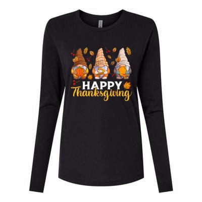 Happy Thanksgiving Autumn Fall Gnomes Pumpkin Turkey Pie Womens Cotton Relaxed Long Sleeve T-Shirt