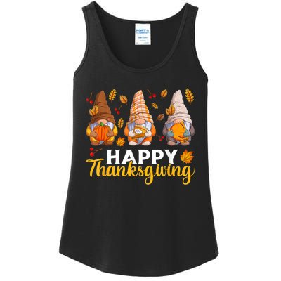 Happy Thanksgiving Autumn Fall Gnomes Pumpkin Turkey Pie Ladies Essential Tank