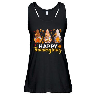 Happy Thanksgiving Autumn Fall Gnomes Pumpkin Turkey Pie Ladies Essential Flowy Tank