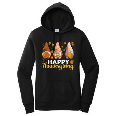 Happy Thanksgiving Autumn Fall Gnomes Pumpkin Turkey Pie Women's Pullover Hoodie