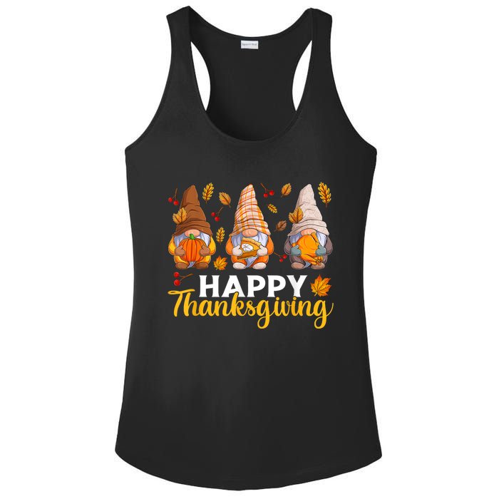 Happy Thanksgiving Autumn Fall Gnomes Pumpkin Turkey Pie Ladies PosiCharge Competitor Racerback Tank