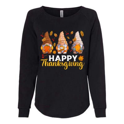 Happy Thanksgiving Autumn Fall Gnomes Pumpkin Turkey Pie Womens California Wash Sweatshirt