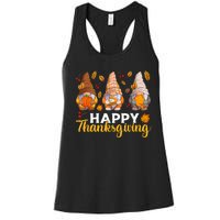 Happy Thanksgiving Autumn Fall Gnomes Pumpkin Turkey Pie Women's Racerback Tank