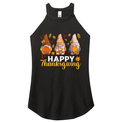 Happy Thanksgiving Autumn Fall Gnomes Pumpkin Turkey Pie Women's Perfect Tri Rocker Tank