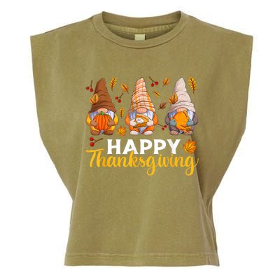 Happy Thanksgiving Autumn Fall Gnomes Pumpkin Turkey Pie Garment-Dyed Women's Muscle Tee