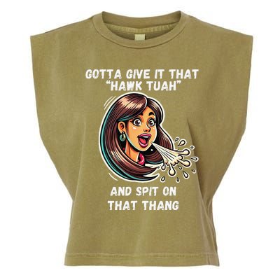 Hawk Tuah And Spit On That Thang Funny Viral Meme Design Garment-Dyed Women's Muscle Tee