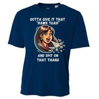 Hawk Tuah And Spit On That Thang Funny Viral Meme Design Cooling Performance Crew T-Shirt