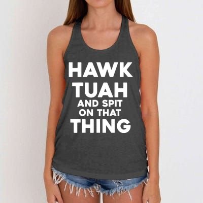 Hawk Tuah And Spit On That Thing Throat Goat Funny Meme Gift Women's Knotted Racerback Tank