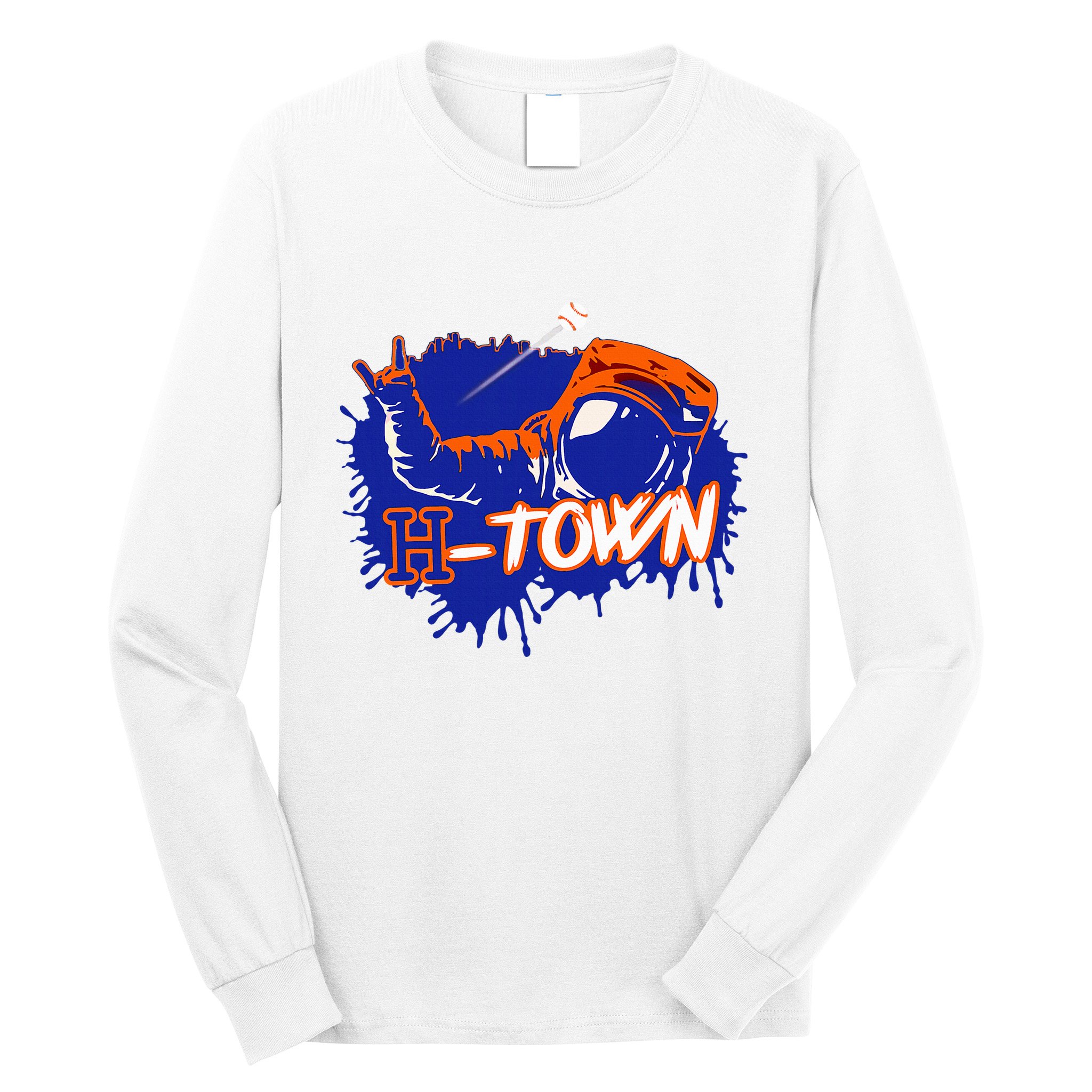 Houston Texas Astronaut H Town Hand Sign Houston Baseball Long Sleeve Shirt