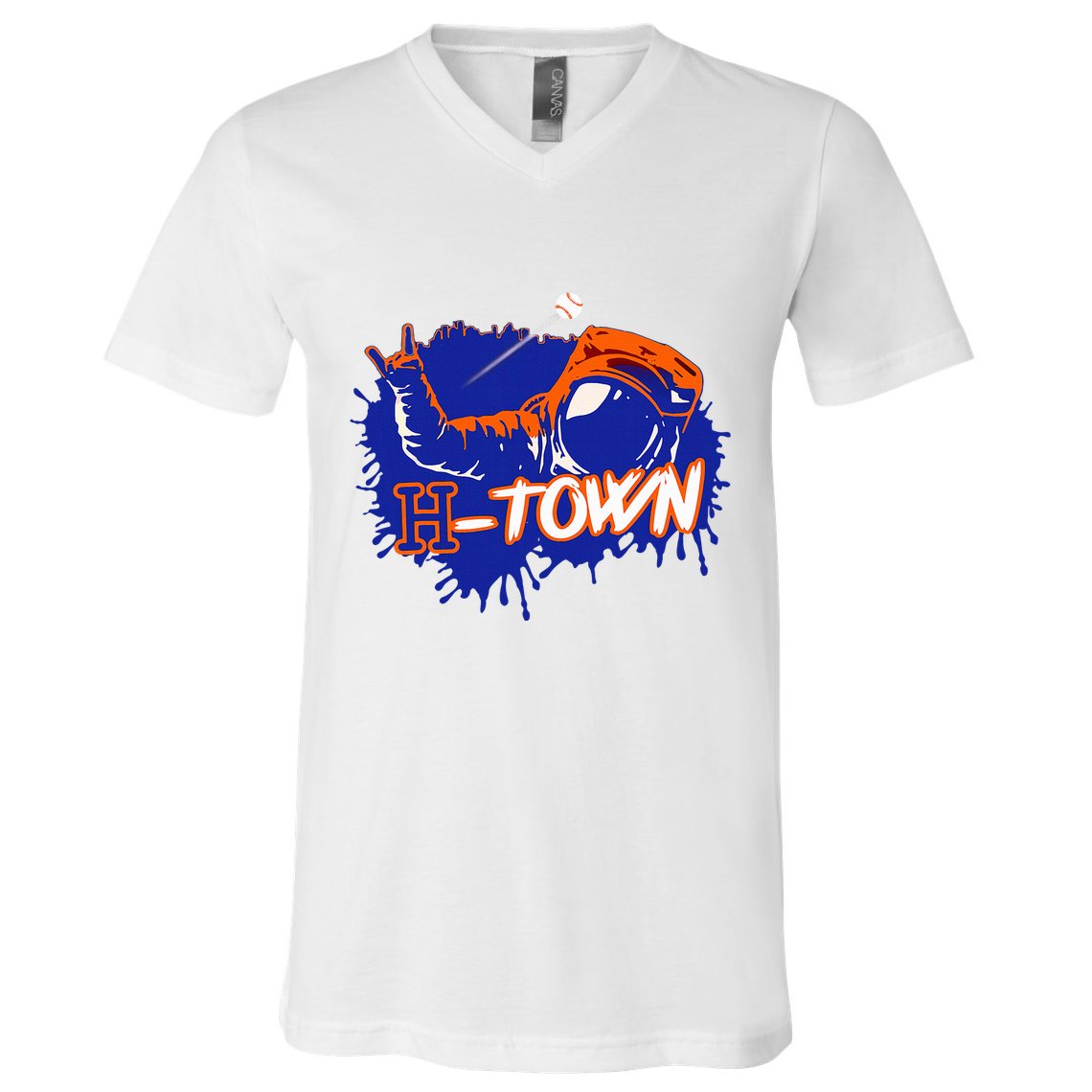 Houston Texas Astronaut H Town Hand Sign Houston Baseball V-Neck T-Shirt