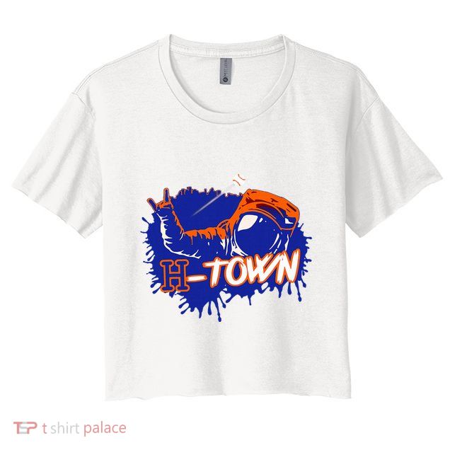 Houston Texas Astronaut H Town Hand Sign Houston Baseball Crop Top