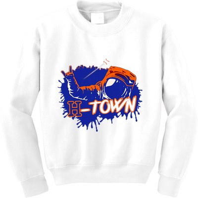Houston Texas Astronaut H Town Hand Sign Houston Baseball Kids Sweatshirt