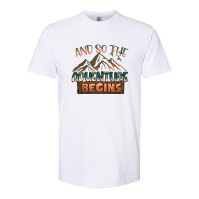 Hiking The Adventure Begins Hiking Mountain Camping Gift Softstyle CVC T-Shirt