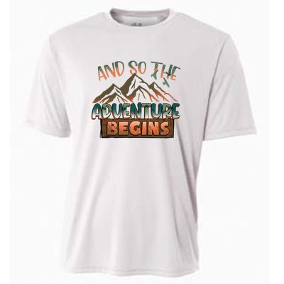 Hiking The Adventure Begins Hiking Mountain Camping Gift Cooling Performance Crew T-Shirt