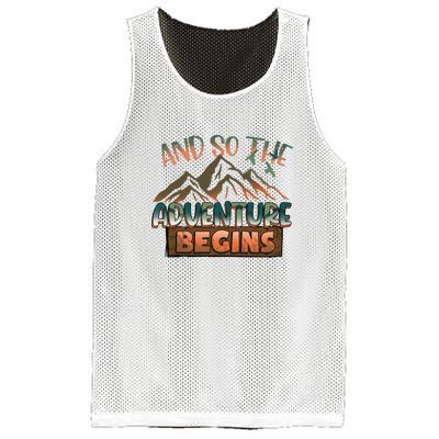 Hiking The Adventure Begins Hiking Mountain Camping Gift Mesh Reversible Basketball Jersey Tank