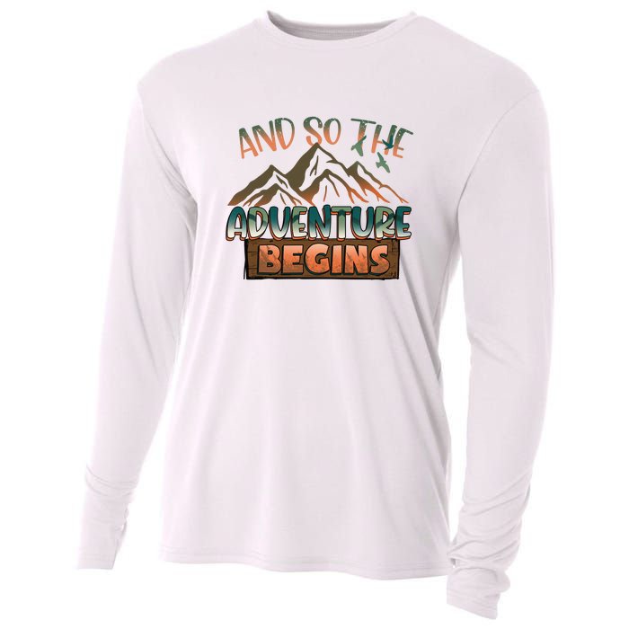 Hiking The Adventure Begins Hiking Mountain Camping Gift Cooling Performance Long Sleeve Crew