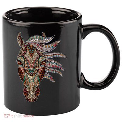 Horse Tribal Abstract Art Native American Geometric Horse 11oz C Handle Ceramic Mug