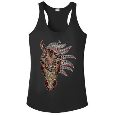 Horse Tribal Abstract Art Native American Geometric Horse Ladies PosiCharge Competitor Racerback Tank