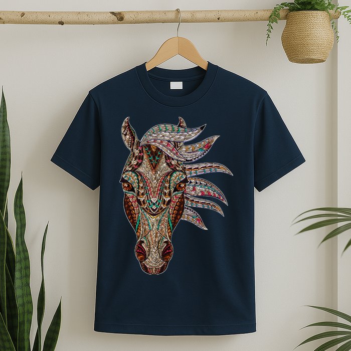 Horse Tribal Abstract Art Native American Geometric Horse T-Shirt