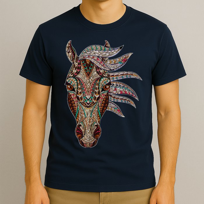 Horse Tribal Abstract Art Native American Geometric Horse T-Shirt