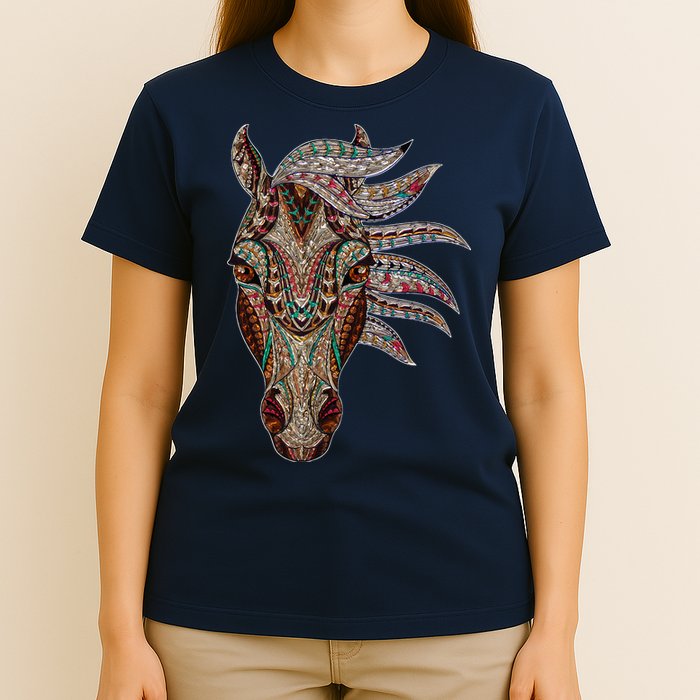 Horse Tribal Abstract Art Native American Geometric Horse T-Shirt