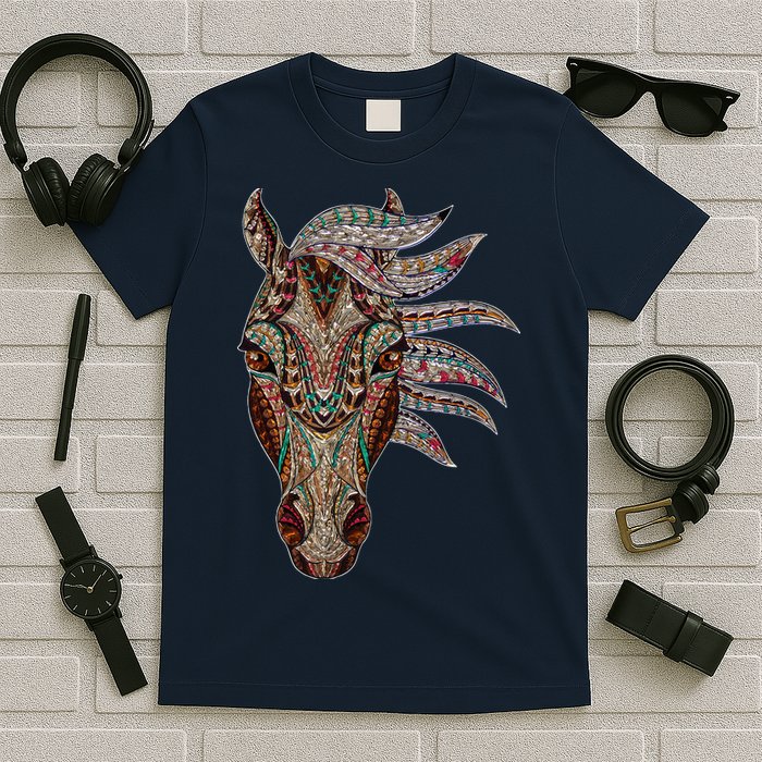 Horse Tribal Abstract Art Native American Geometric Horse T-Shirt