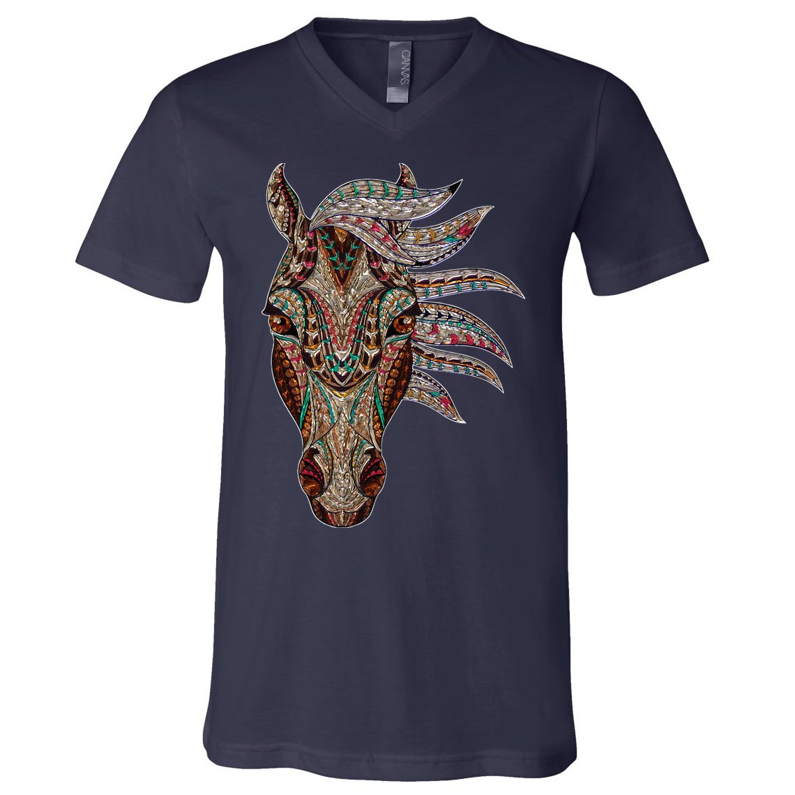 Horse Tribal Abstract Art Native American Geometric Horse V-Neck T-Shirt