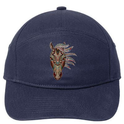 Horse Tribal Abstract Art Native American Geometric Horse 7-Panel Snapback Hat