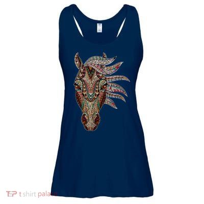 Horse Tribal Abstract Art Native American Geometric Horse Ladies Essential Flowy Tank