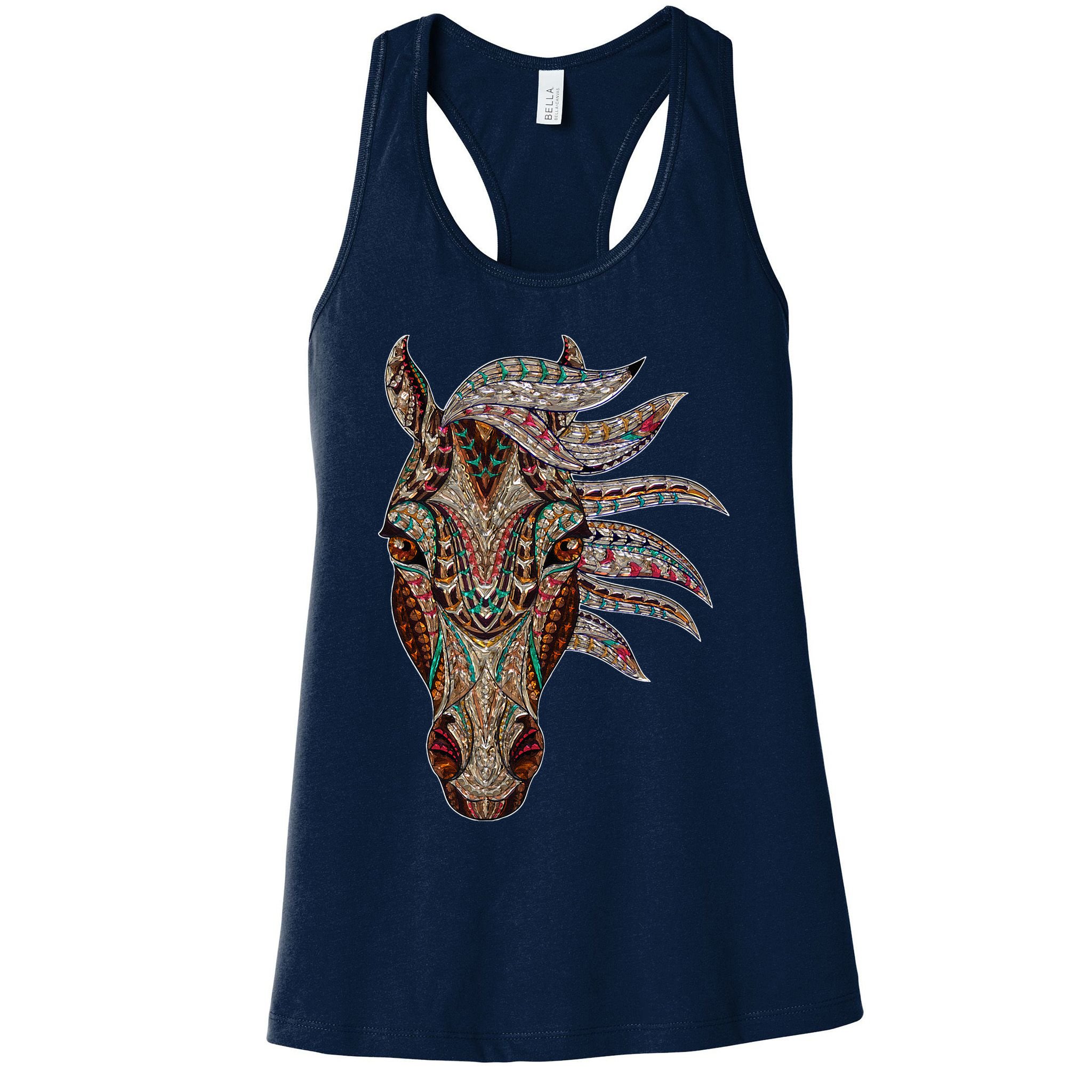 Horse Tribal Abstract Art Native American Geometric Horse Womens Tank Top