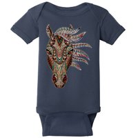 Horse Tribal Abstract Art Native American Geometric Horse Baby Bodysuit