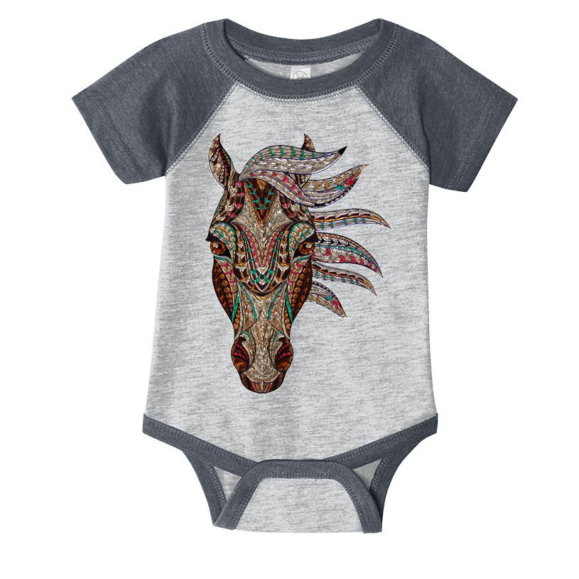 Horse Tribal Abstract Art Native American Geometric Horse Infant Baby Jersey Bodysuit