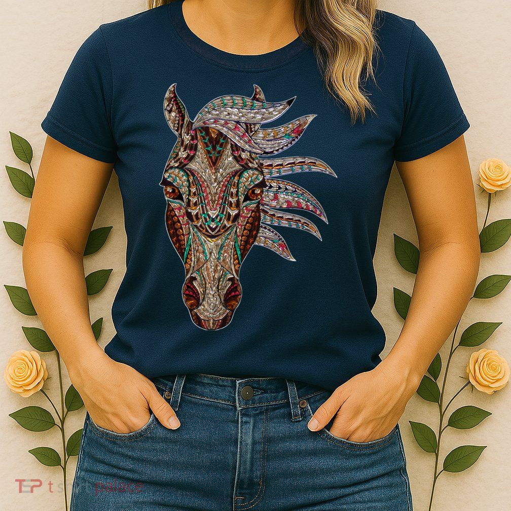 Horse Tribal Abstract Art Native American Geometric Horse Womens T-Shirt