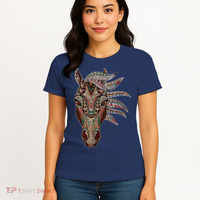 Horse Tribal Abstract Art Native American Geometric Horse Womens T-Shirt