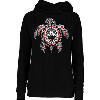 Haida Turtle American Indian Native America Indigenous Womens Funnel Neck Pullover Hood