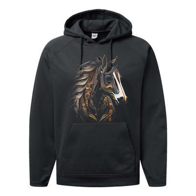 Horse Tribal Abstract Art Native American Graphic Performance Fleece Hoodie