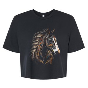 Horse Tribal Abstract Art Native American Graphic Bella+Canvas Jersey Crop Tee