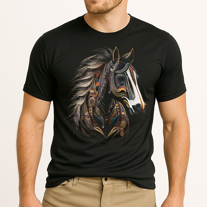 Horse Tribal Abstract Art Native American Graphic Cooling Performance Crew T-Shirt