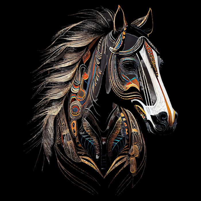 Horse Tribal Abstract Art Native American Graphic Cooling Performance Crew T-Shirt
