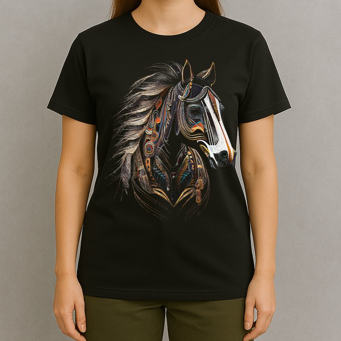 Horse Tribal Abstract Art Native American Graphic T-Shirt