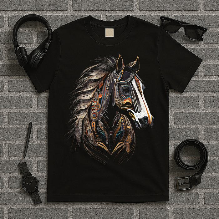 Horse Tribal Abstract Art Native American Graphic T-Shirt